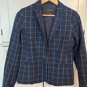 Banana Republic navy checked blazer. Size 6.